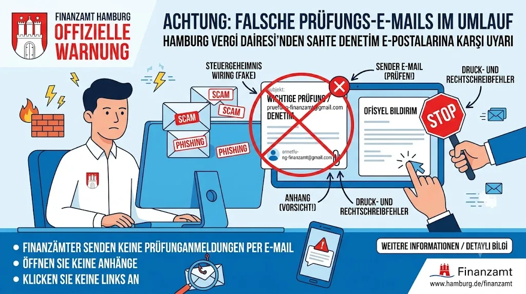 Hamburg Vergi İdaresi’nden Sahte Denetim E-Postalarına Karşı Uyarı