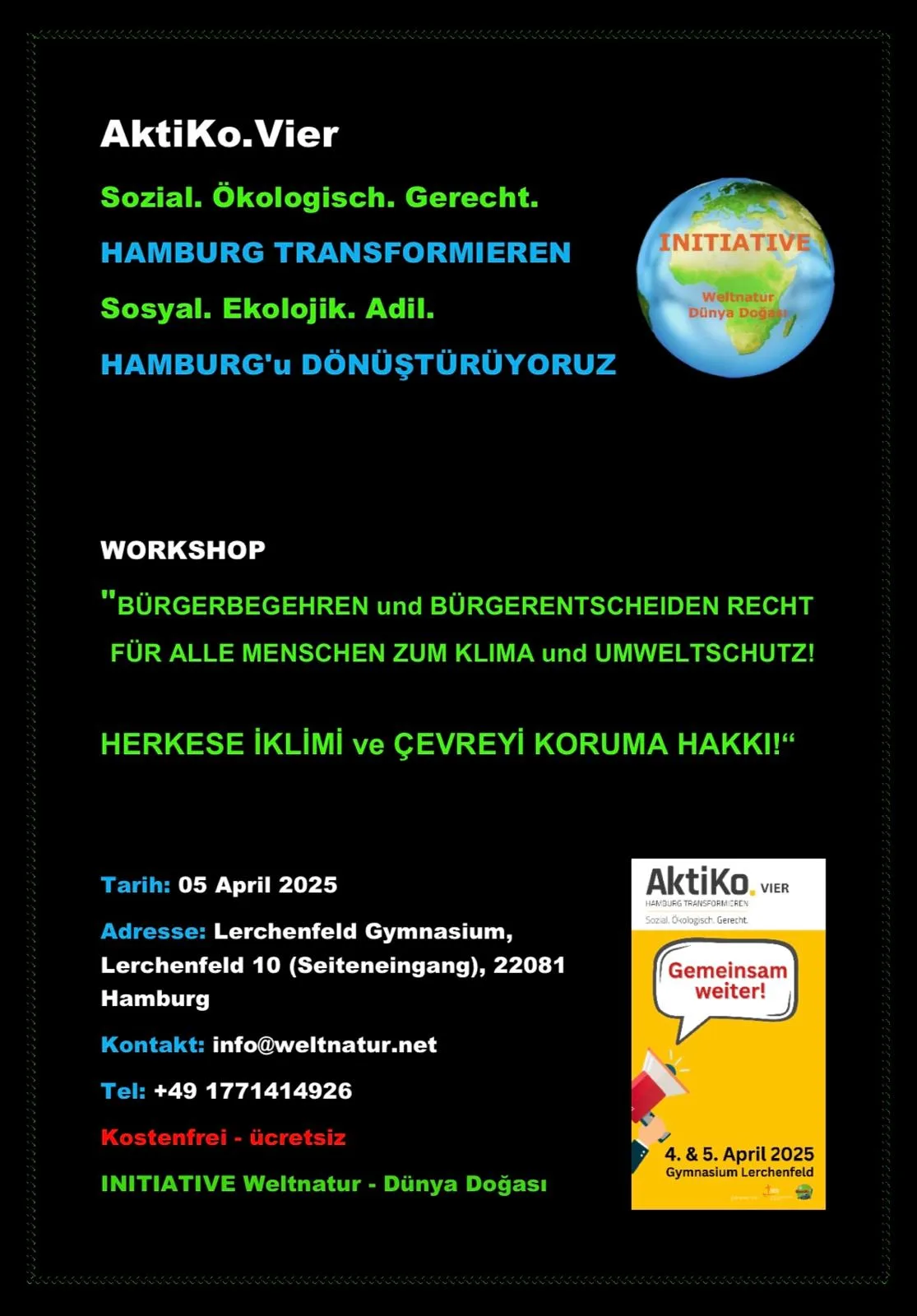 Einladung zur Klima- und Umweltschutzkonferenz in Hamburg