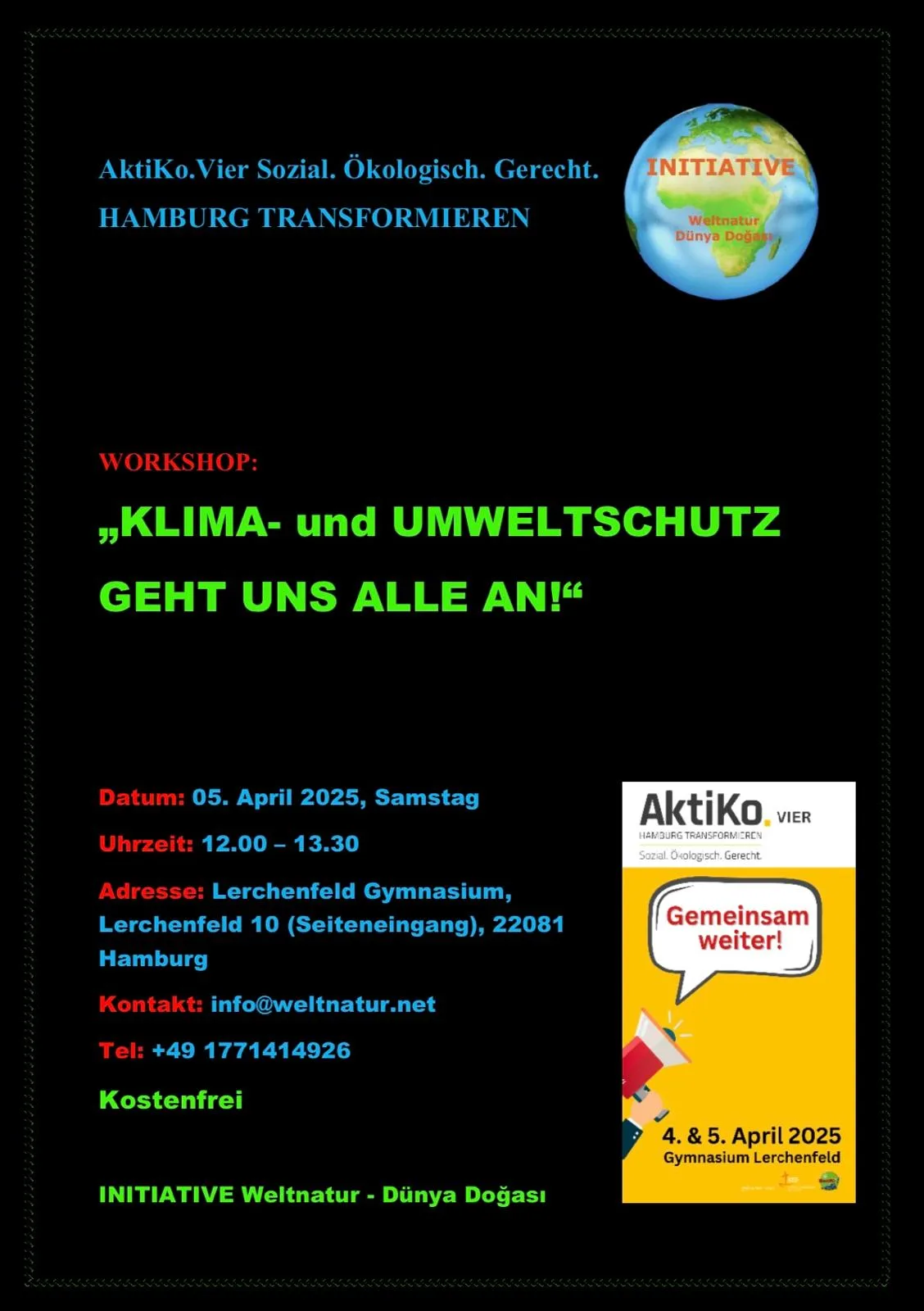 Einladung zur Klima- und Umweltschutzkonferenz in Hamburg