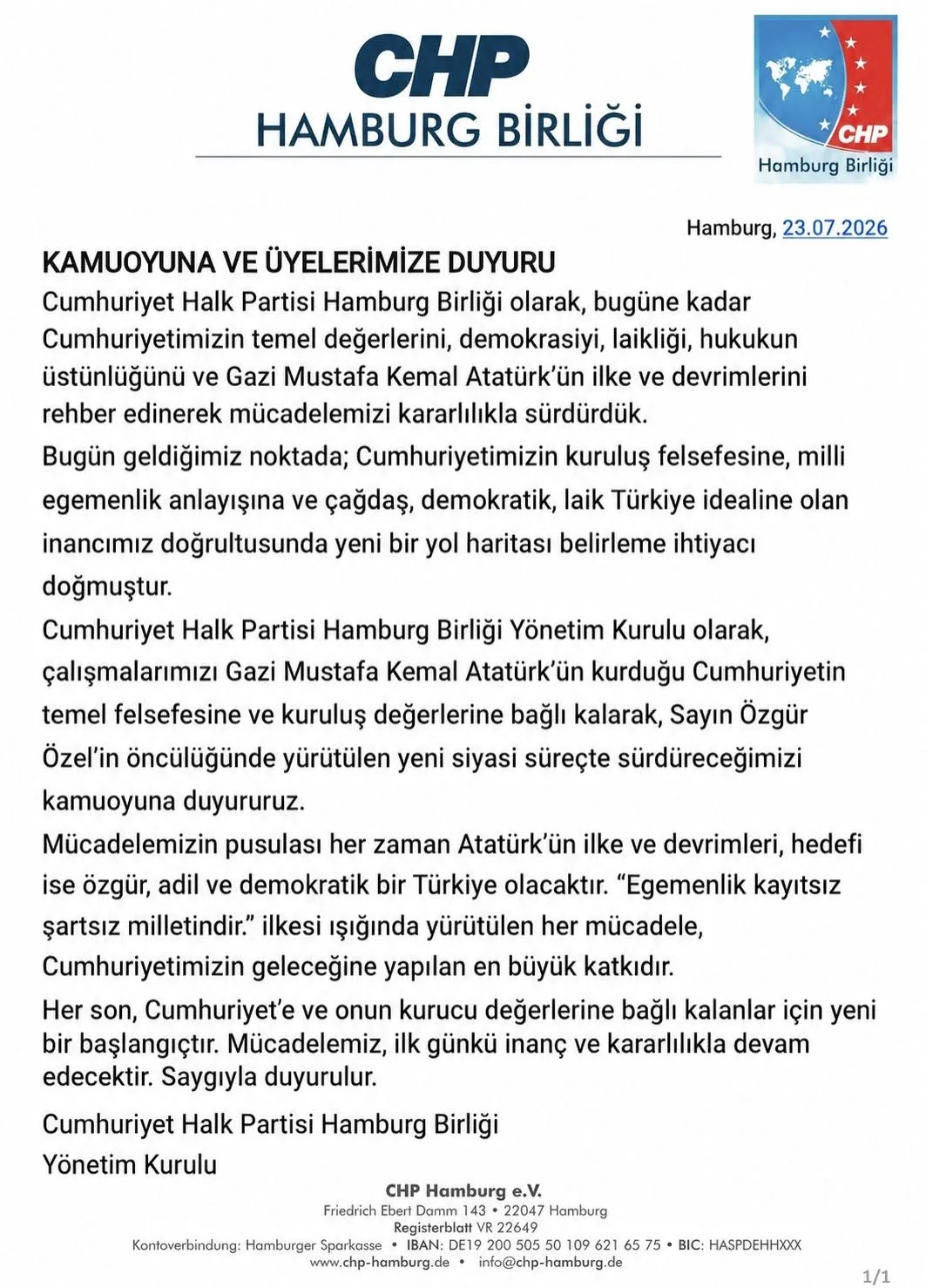 754463220_10166037101757814_7818531372255064596_n-736x1024 CHP Hamburg Birliği'nden Yeni Siyasi Süreç Açıklaması